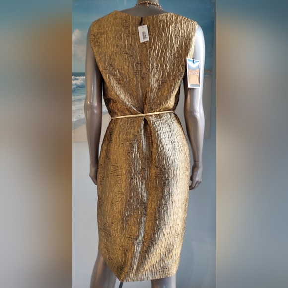 *$3,900 OSCAR DE LA RENTA GOLD SILK LINED RUNWAY DRESS US 10 - Picture 4 of 9
